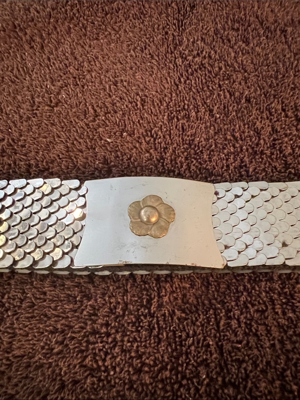 Vintage Fish scale Silver-Tone Floral Medallion Women's Belt